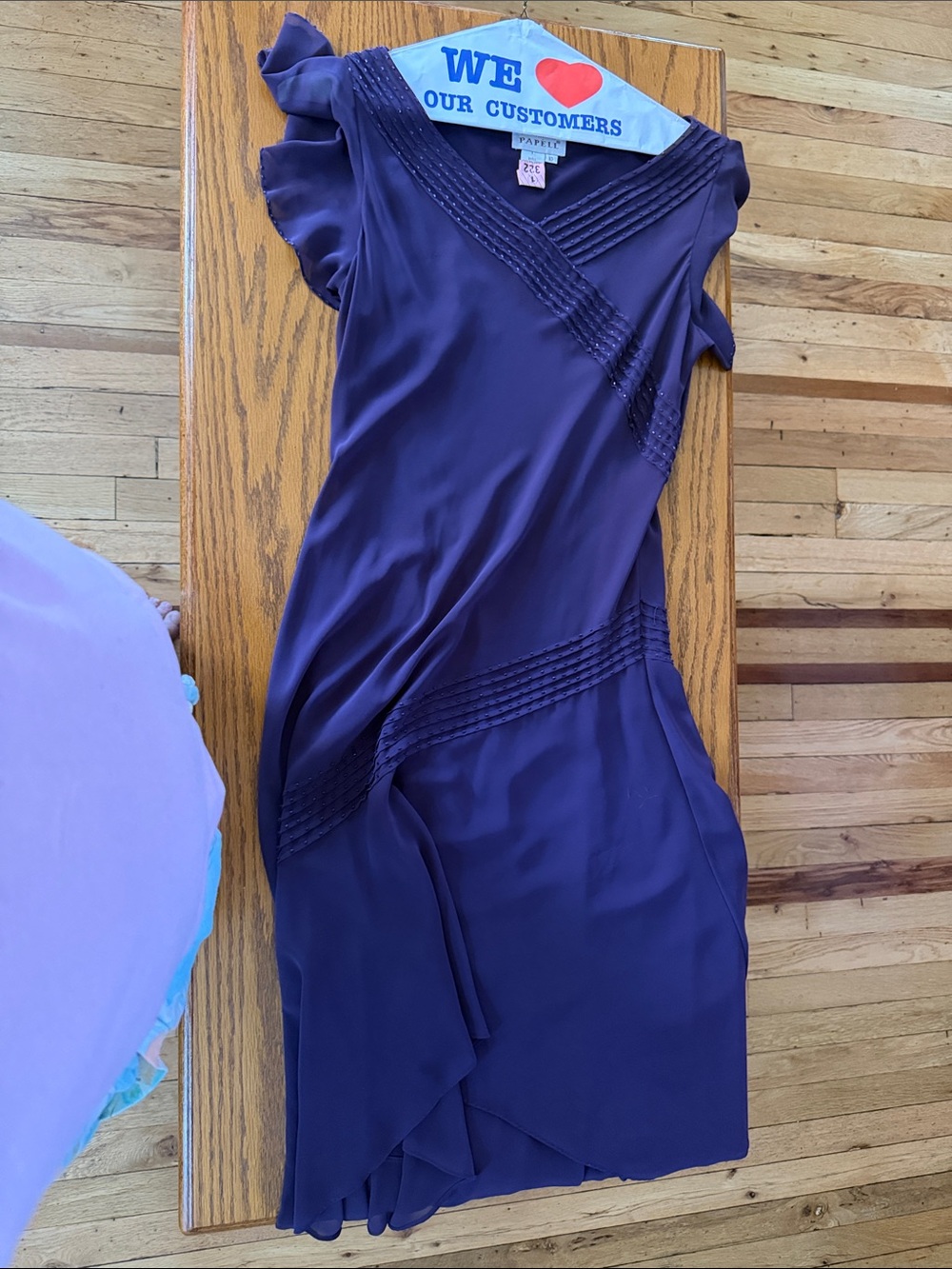 Adrianna Papell Deep Purple V-Neck Pintuck Slip Dress size 10 - Picture 2 of 8